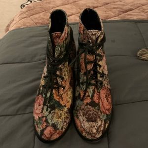 Floral Heeled Booties - Size 6